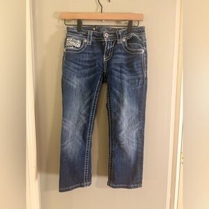 Miss Me  Jeans Size 25 Rhinestone Fleur-de-Lis